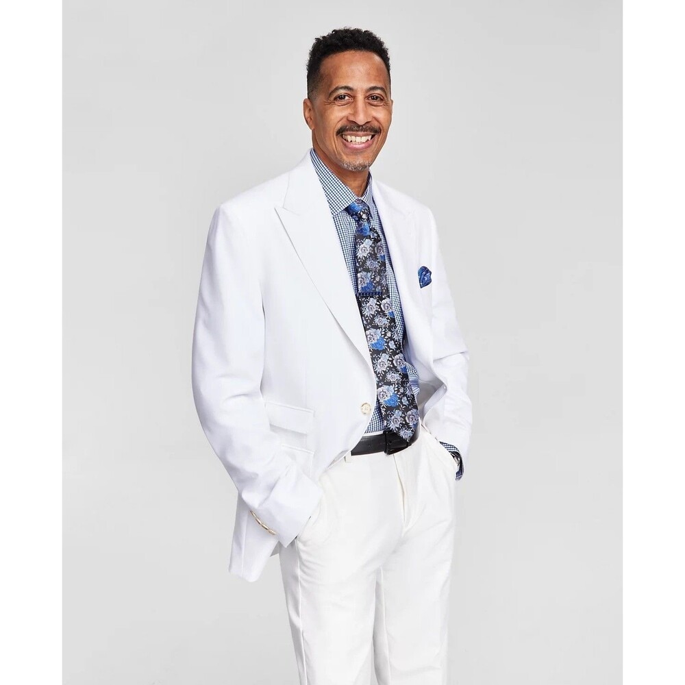 $295 NEW TAYION BY MONTEE HOLLAND Mens 48R White Blazer Sport Coat Suit Jacket